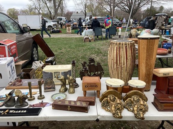 Flea market vendors and treasures
