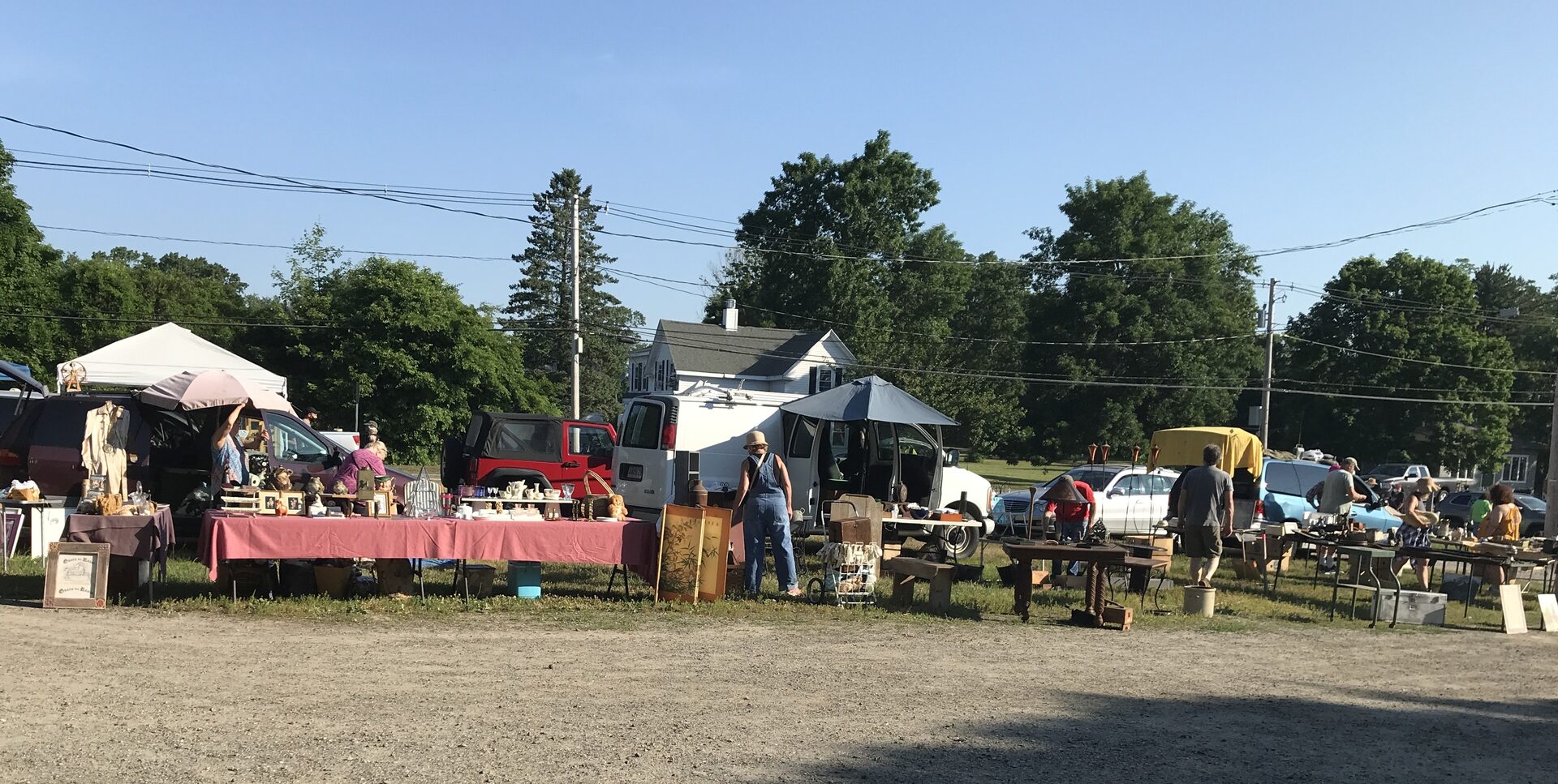 Todd Farm flea market with dozens of tables laden with antiques