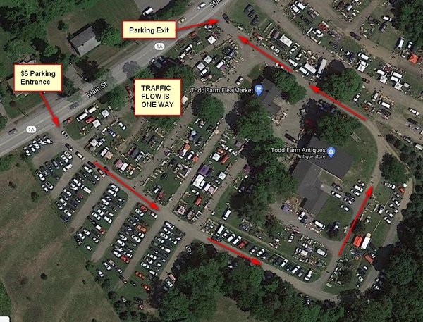 Satellite view of Todd Farm showing traffic flow